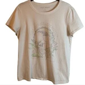 Lucky Brand Faded Creme Good Luck & Good Fortune Retro T-shirt